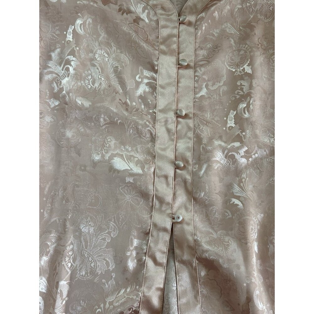Victoria's Secret Satin Pajama Set M Pink‎ Peach Gold Label Floral Lace DEFECT - Picture 3 of 13